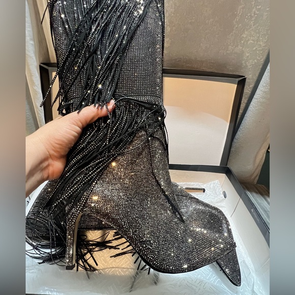 STUNNING 💎 🔥INC Silver rhinestone heel boots. Size 9M. NWB - Picture 6 of 7